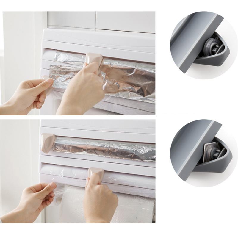 Multifunction Film Storage Rack Cutter for Kitchen