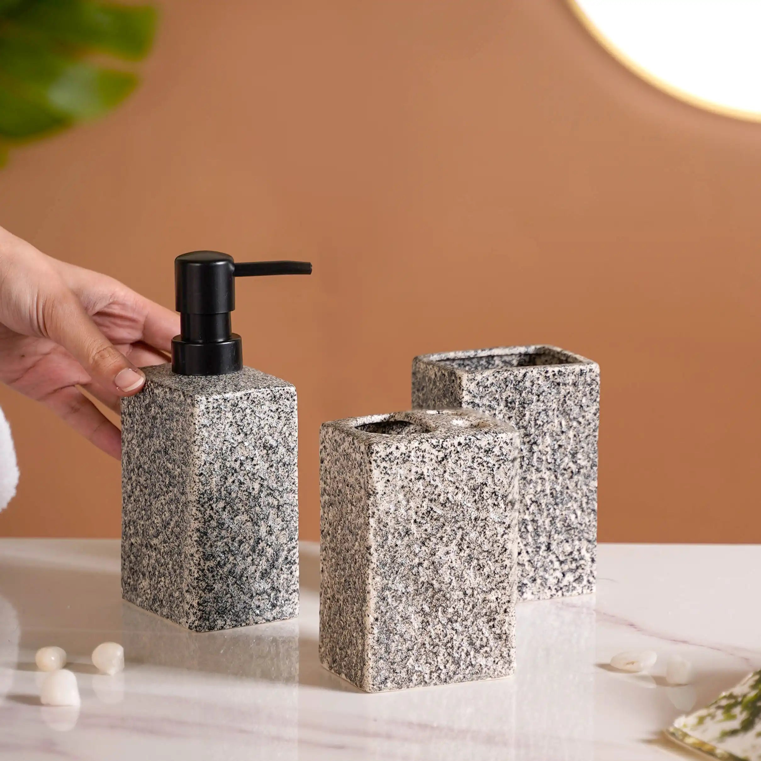 Natural Stone Textured Bathroom Set Of 3