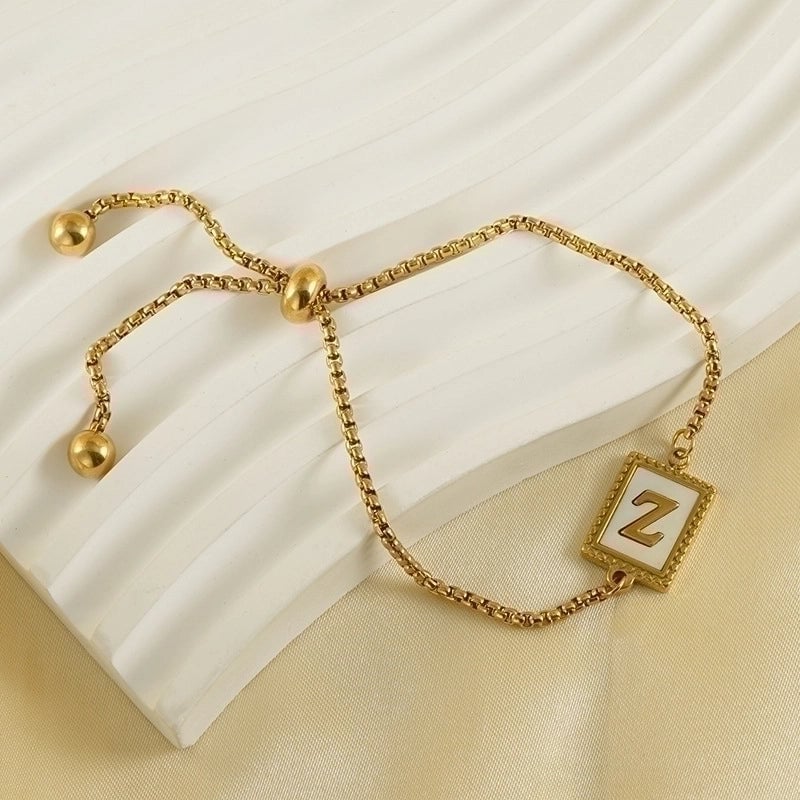 Fashion Letter Titanium Steel Plating Inlay Shell Bracelets 1 Piece