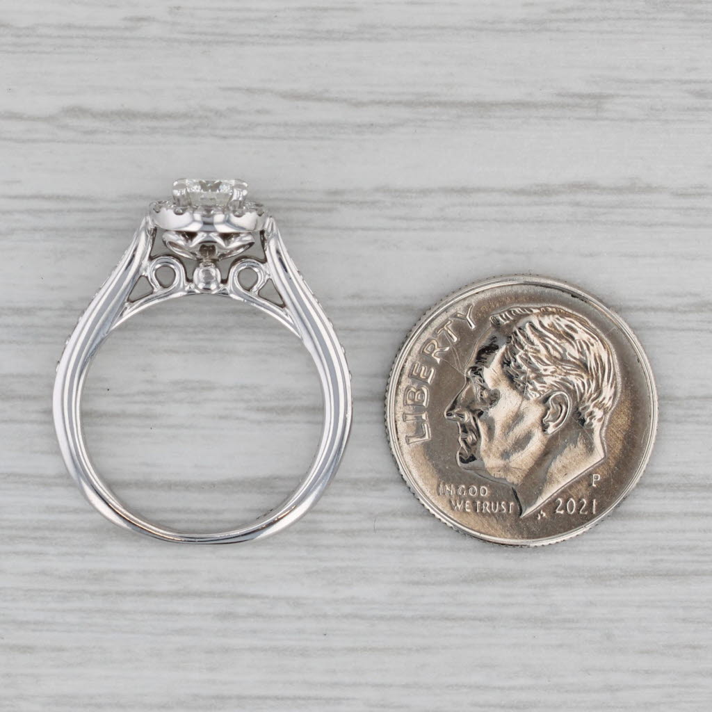 0.83ctw The Leo Diamond Engagement Ring Round Halo 14k White Gold Size 4.75