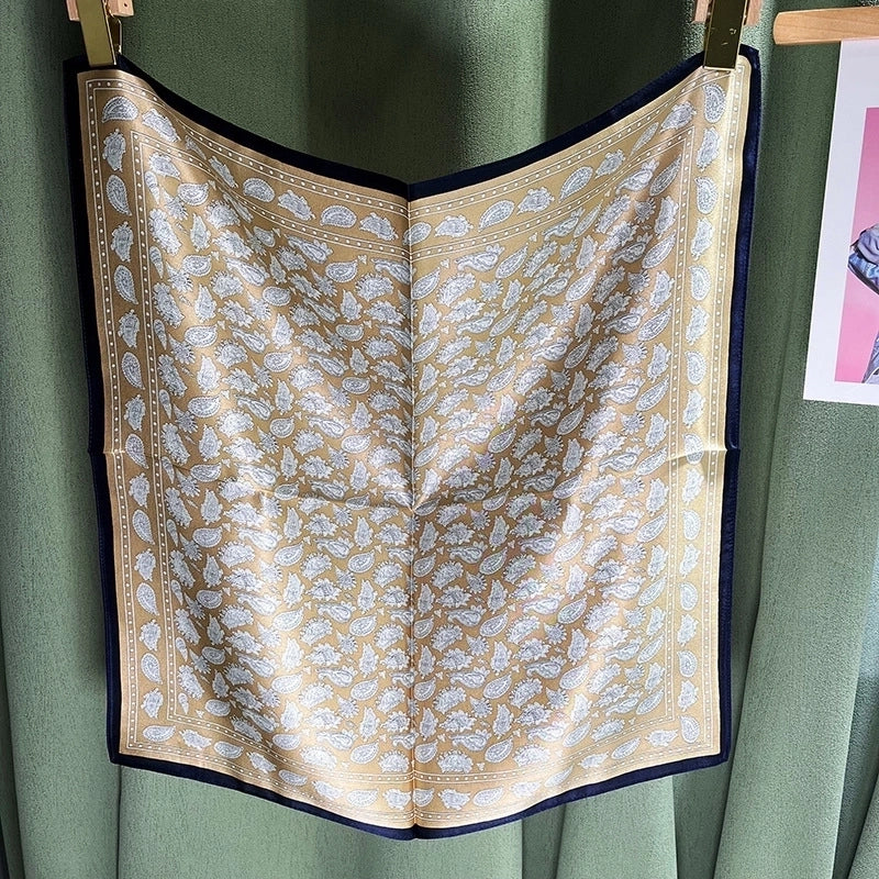 Women's Elegant Color Block Silk Printing Silk Scarf