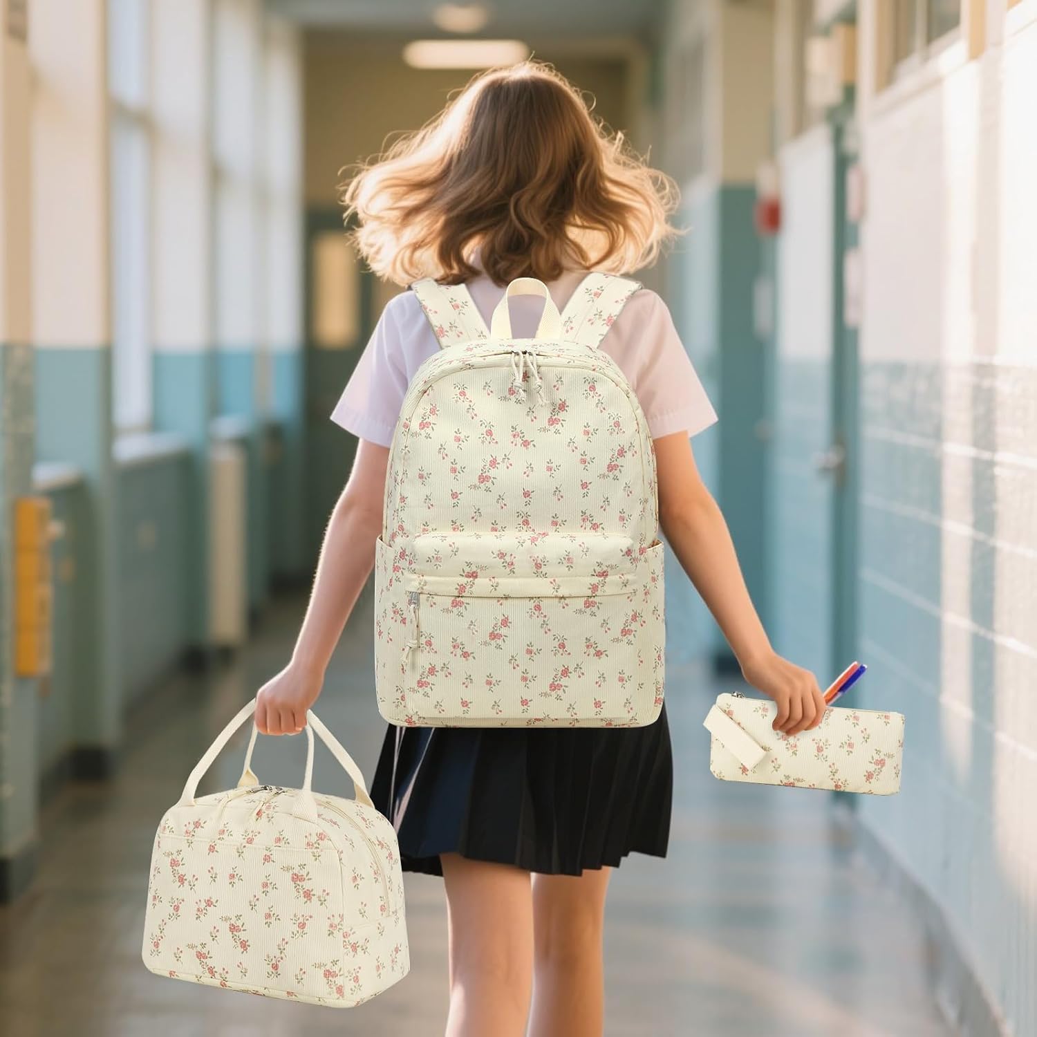 Bluboon School Backpack Teens Girls Boys Kids School Book Bags with Lunch Box Pencil Bag