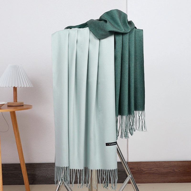Double-sided Scarf Women's Winter Tassel Cashmere Scarf Autumn And Winter Version New Wool Men's Scarf