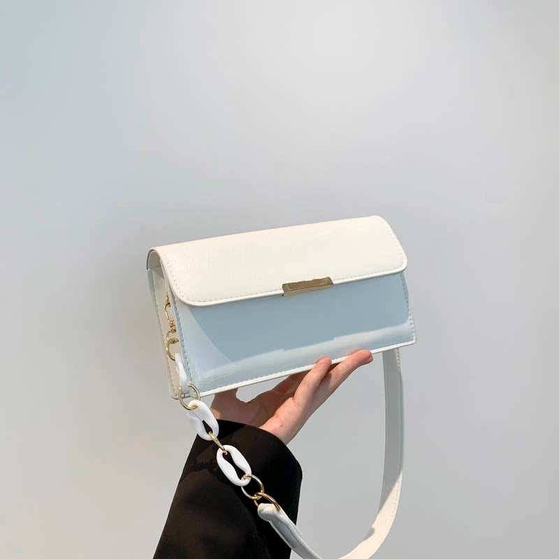 Women's Medium Pu Leather Color Block Solid Color Streetwear Square Flip Cover Underarm Bag