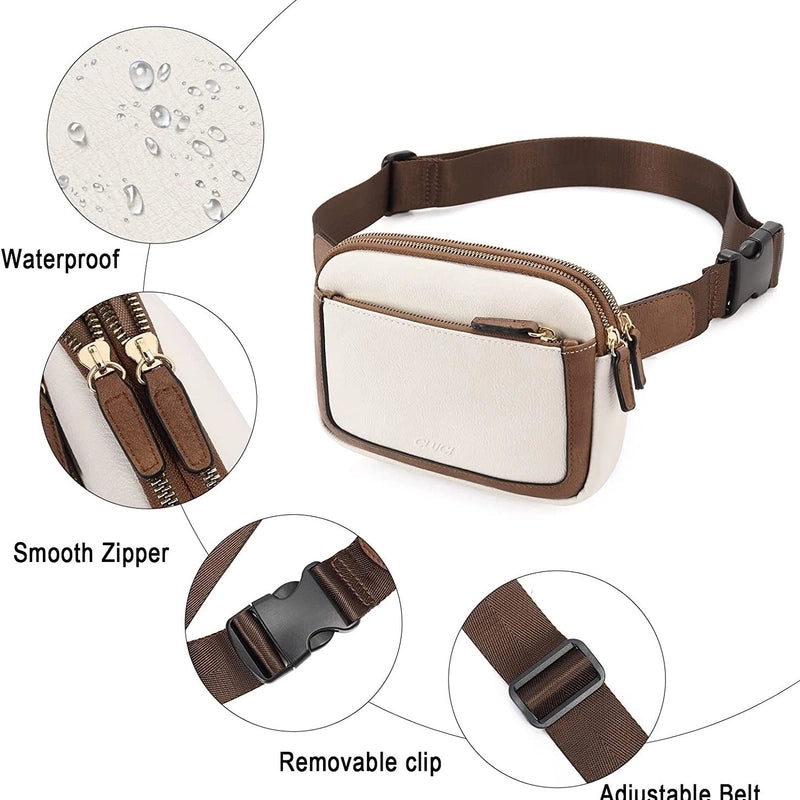 Unisex Classic Style Color Block Pu Leather Waterproof Waist Bags