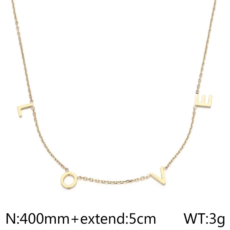 Minimalist Letter Titanium Steel 18K Gold Plated Plating Necklace
