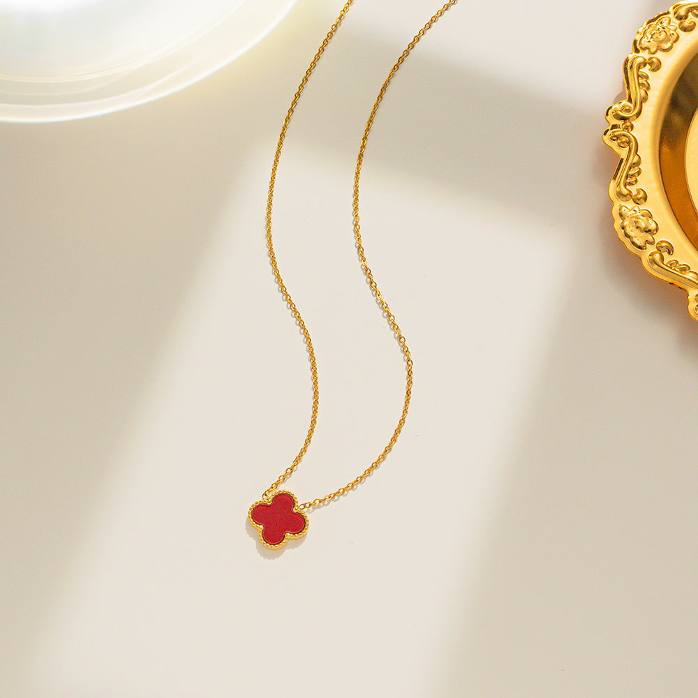 Moderate Luxury Letter Number Flower Stainless Steel 18K Gold Plated Necklaces