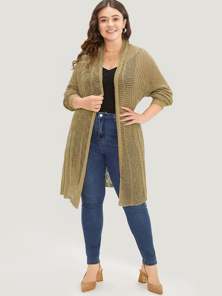 Lapel Collar Open Front Tunic Drape Cardigan