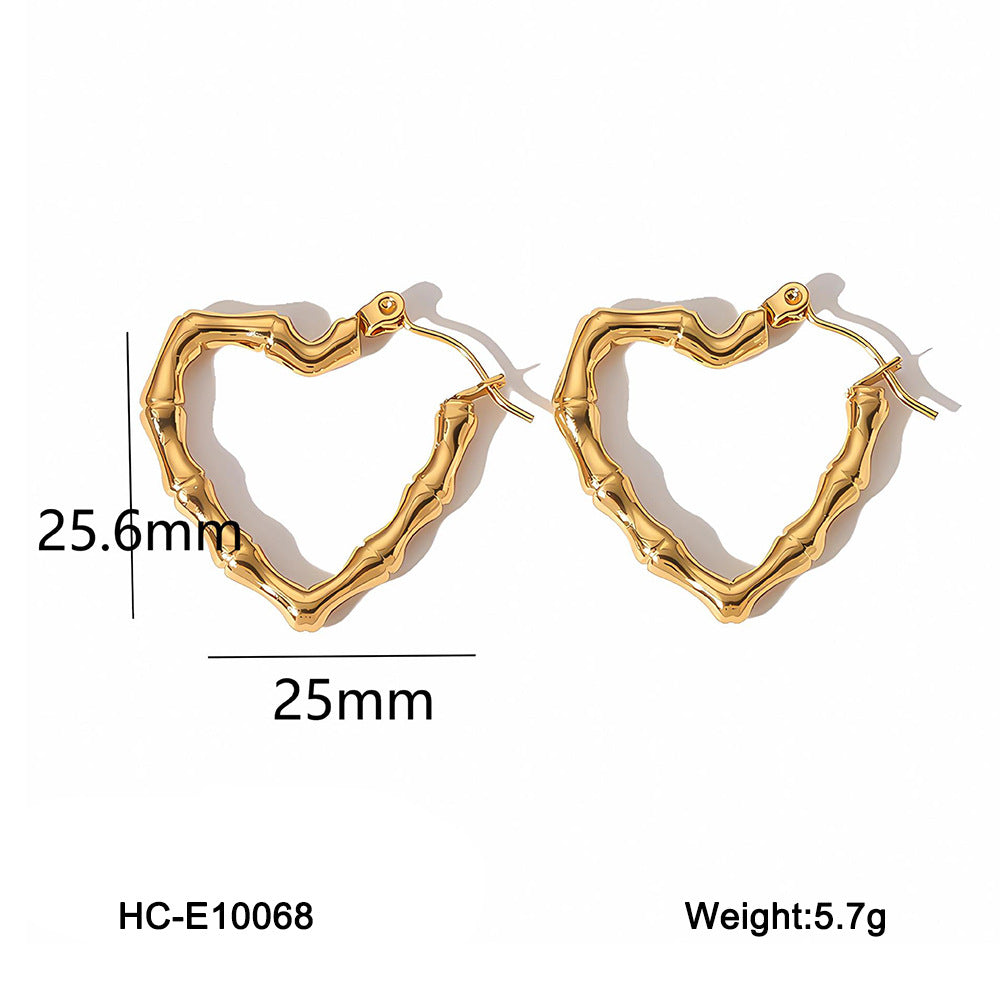 Peach Heart Geometric Stainless Steel Electroplating Earrings