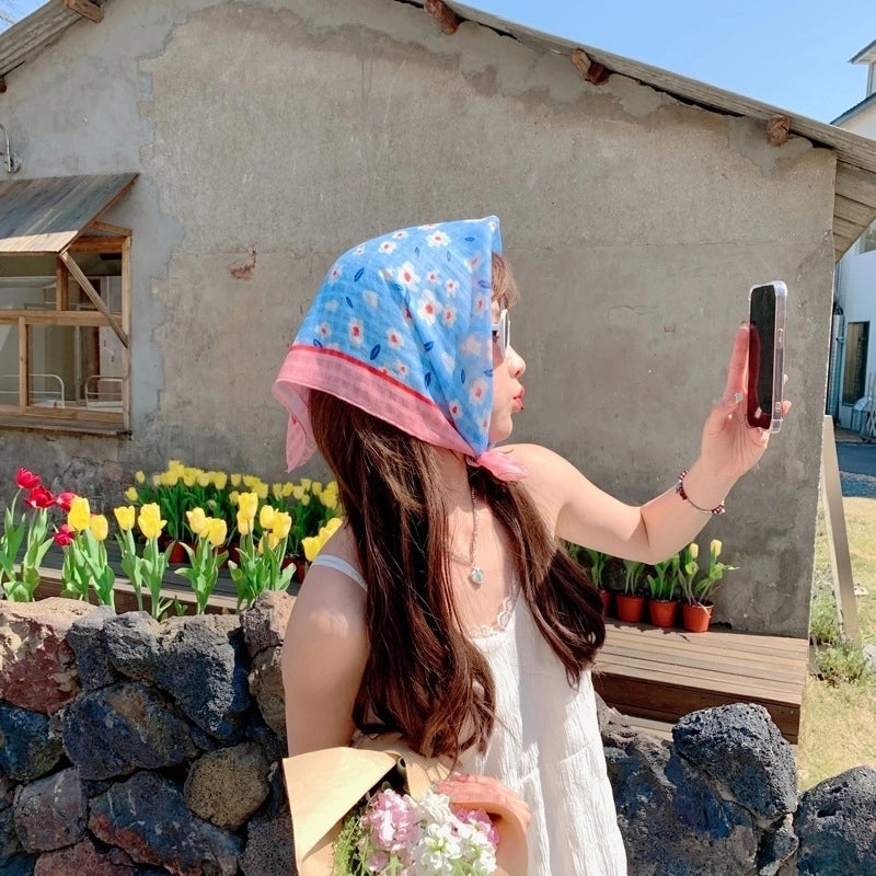 Women's Sweet Pastoral Flower Polyester Printing Bandanas