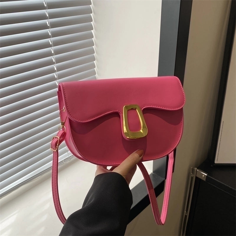 Women's Pu Leather Solid Color Elegant Flip Cover Shoulder Bag