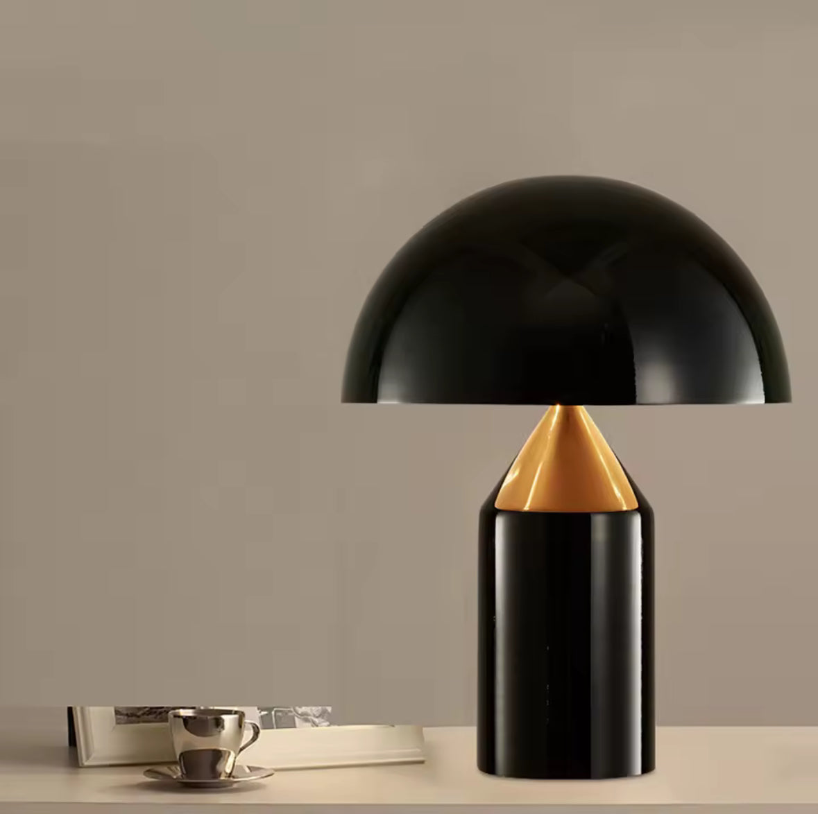 Modern Gold Metal Table Lamp with Geometric Dome Shade