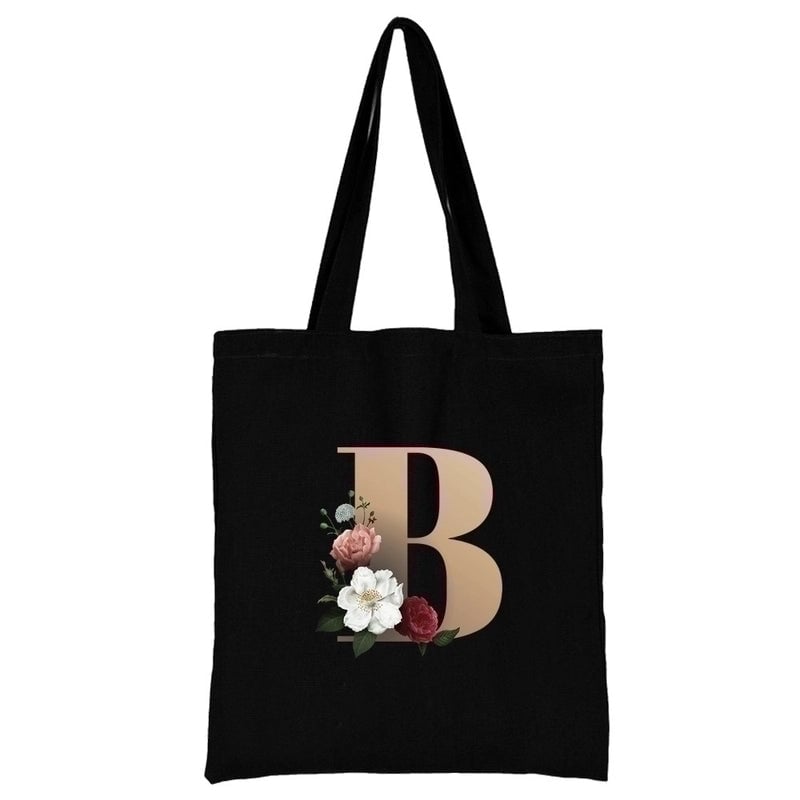 Women's Minimalist Letter Flower Shopping Bags