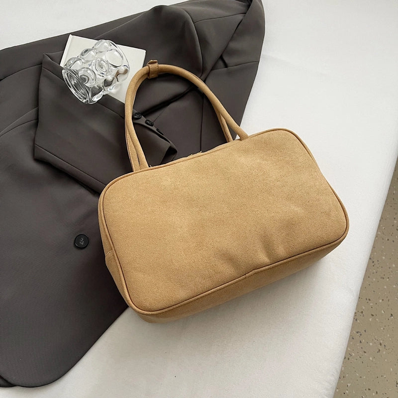 Women's Pu Leather Solid Color Basic Square Zipper Shoulder Bag Handbag Crossbody Bag