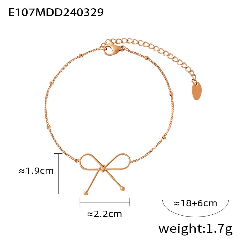 Casual Minimalist Commute Bow Knot 304 Stainless Steel 18K Gold Plated Plating Bracelets Necklace