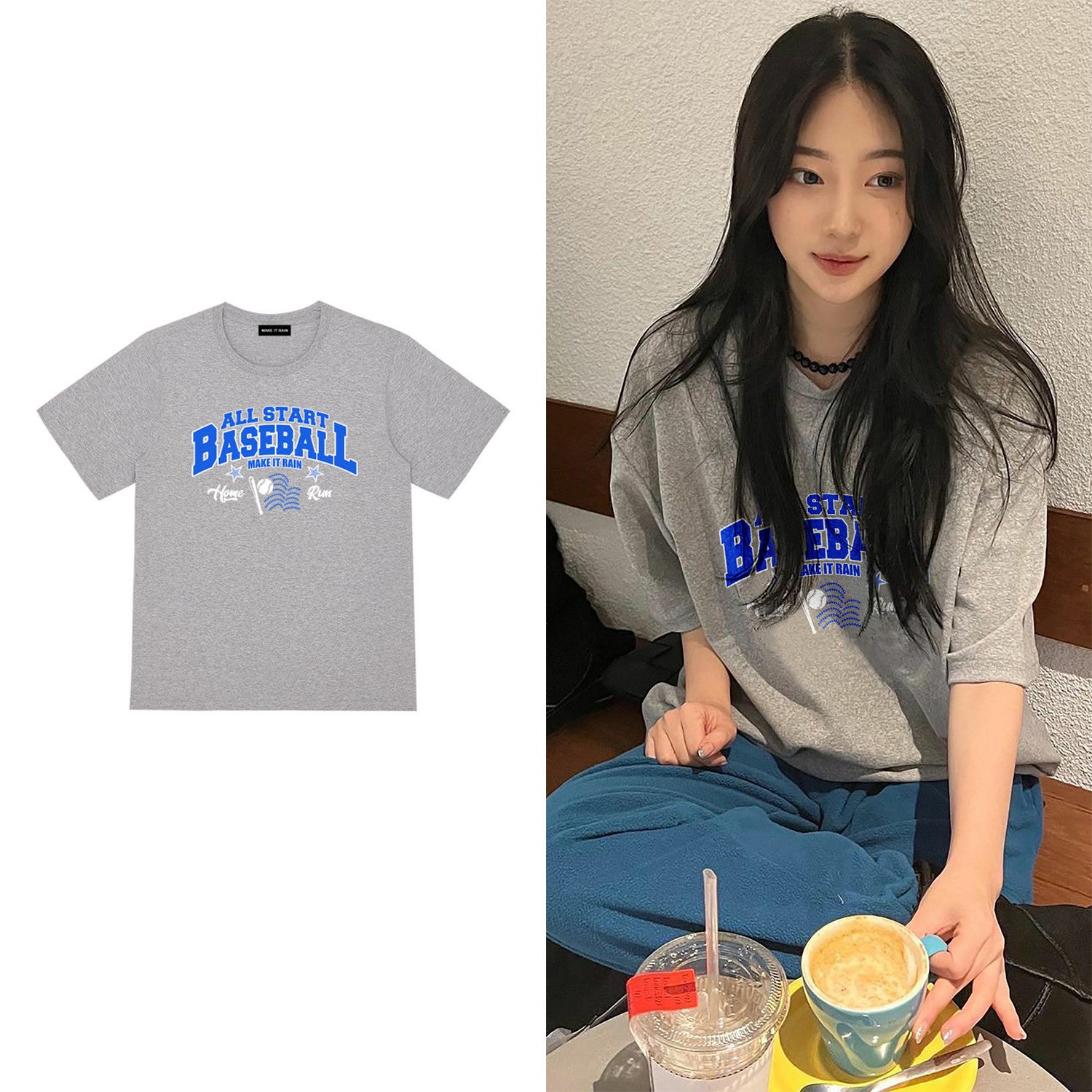 Grey Letter Print Short Sleeves