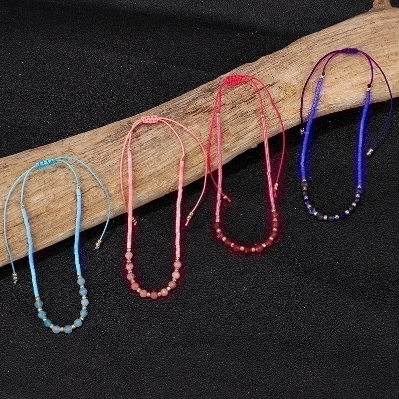 3 Pieces Minimalist Round Bead. Stone Beaded Bracelets