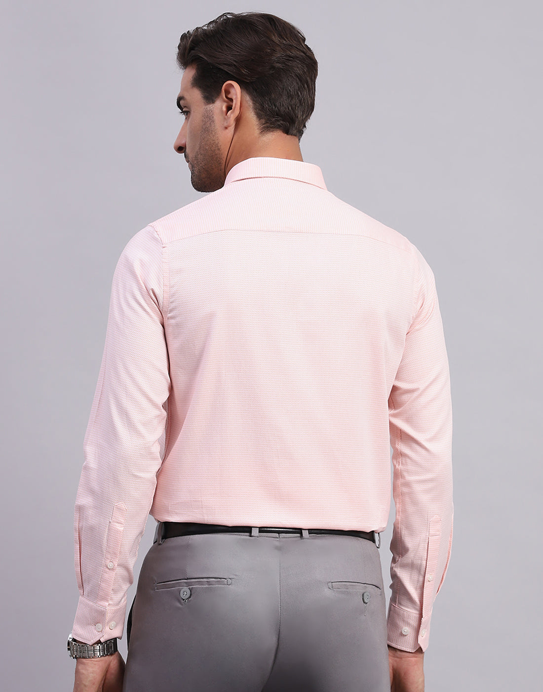 Men Pink Solid Collar Full Sleeve Shirt