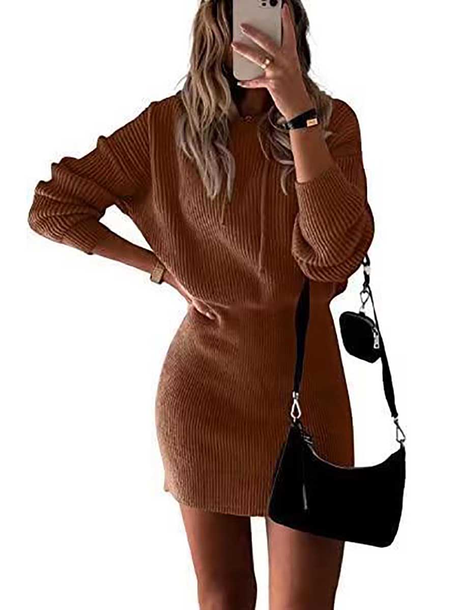 Solid Color Hooded Waisted Knit Wrap Skirt