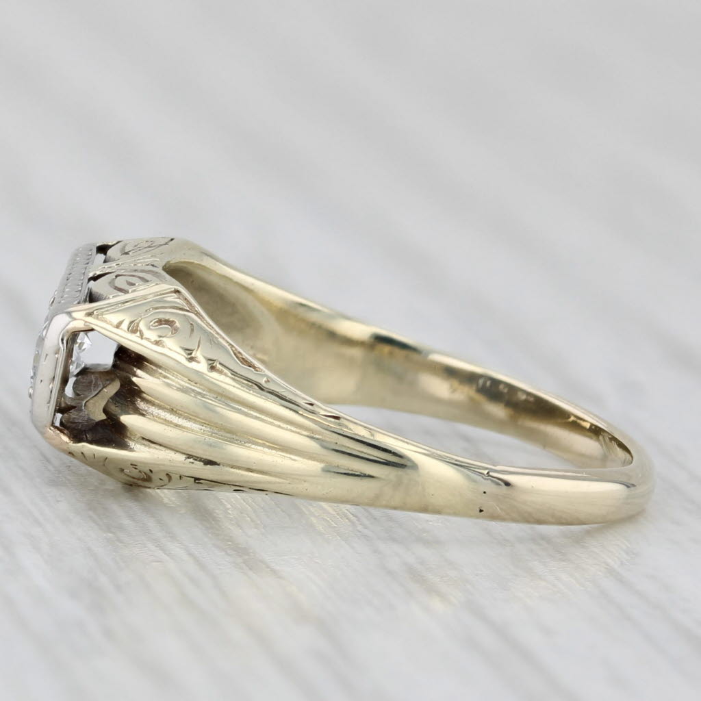 Vintage 0.16ctw Diamond 3-Stone Ring 14k Yellow Gold Size 5.25 Bridal