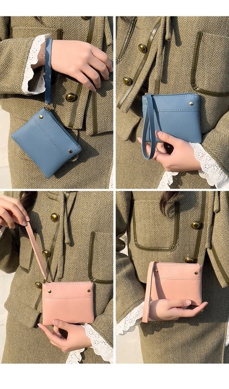 Women's Small Pu Leather Solid Color Basic Classic Style Square Zipper Coin Purse