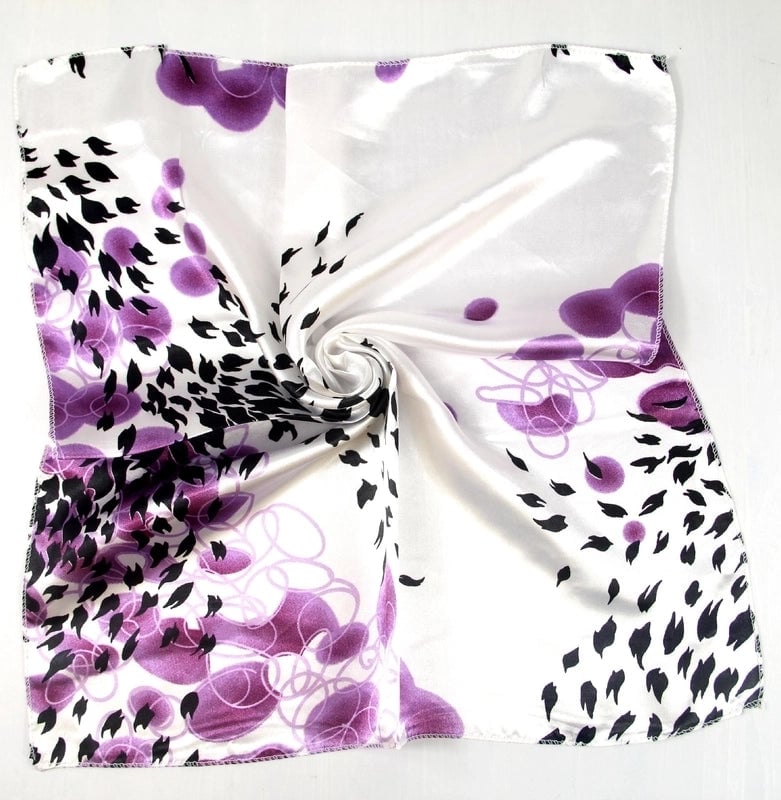 Women's Elegant Streetwear Polka Dots Flower Satin Printing Silk Scarf