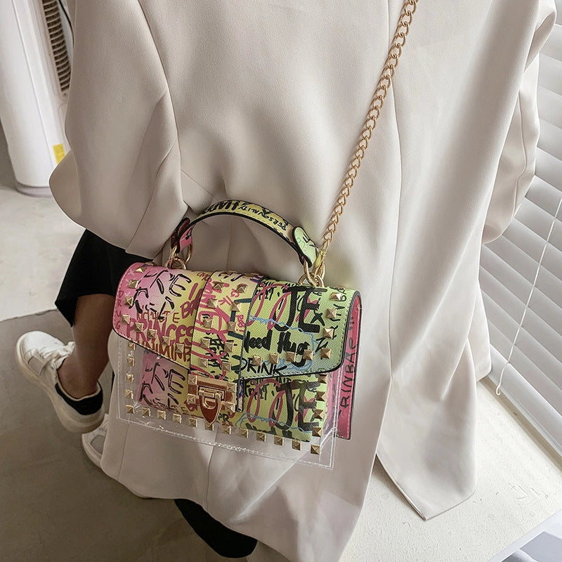 Snakeskin Pattern Buckle Single Shoulder Messenger Small Square Bag