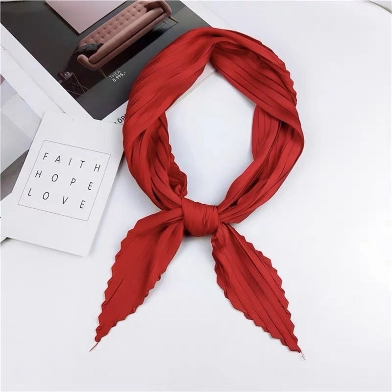 Women's Elegant Plaid Polka Dots Solid Color Satin Silk Scarf