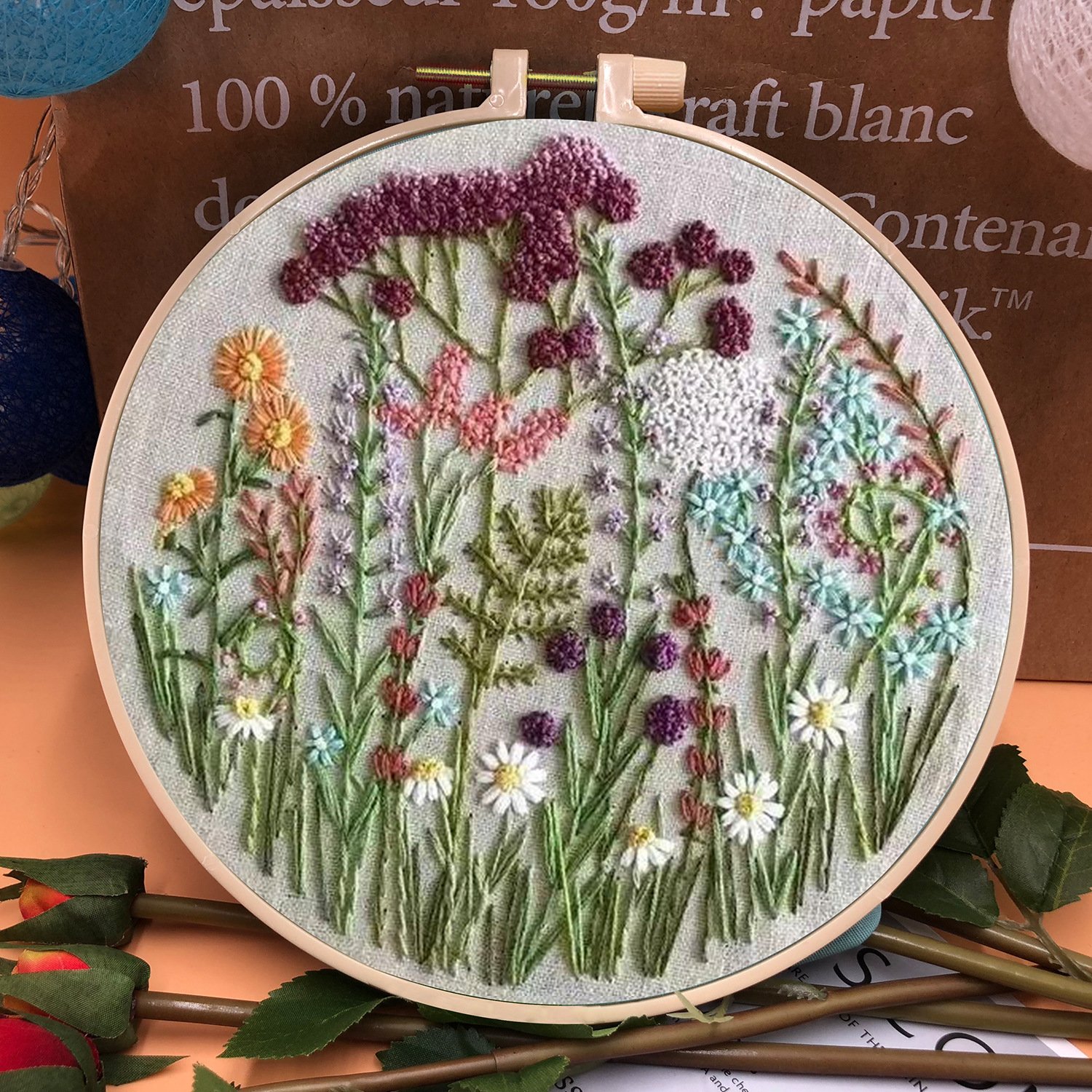 Perfect Gift - Embroidery  Hoop Flower Kit for Beginner