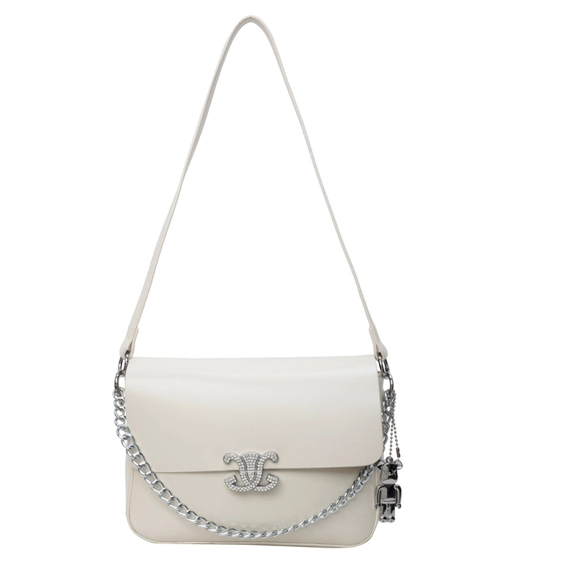Women's Pu Leather Solid Color Basic Classic Style Flip Cover Shoulder Bag Crossbody Bag