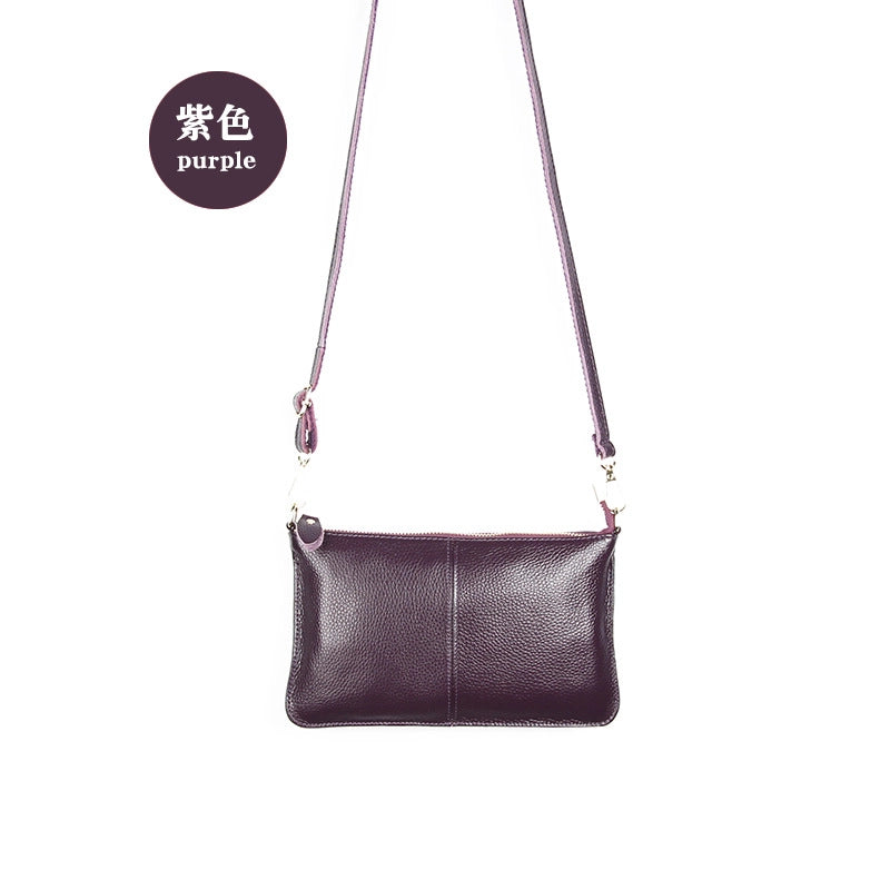 Small Leather Solid Color Fashion Zipper Envelope Bag Shoulder Bag