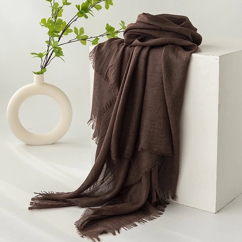 Women's Minimalist Solid Color Polyester Silk Scarf