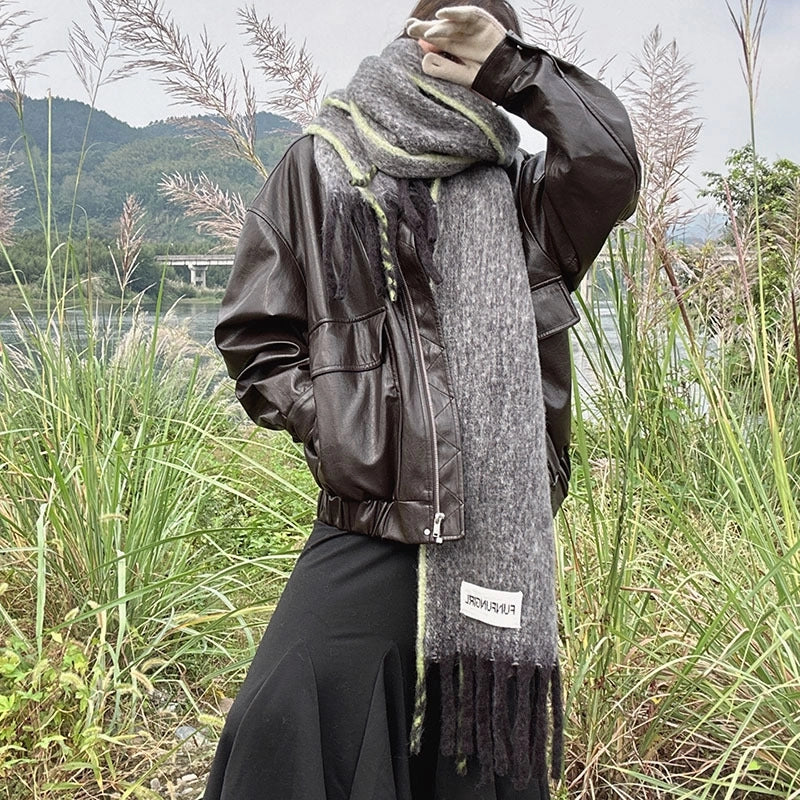 Women's Basic Minimalist Color Block Gradient Color Polyester Scarf