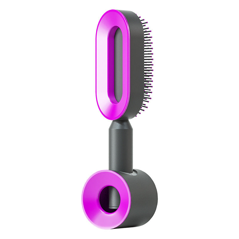 Self-cleaning hairbrush for women. One-button cleaning airbag to prevent hair loss