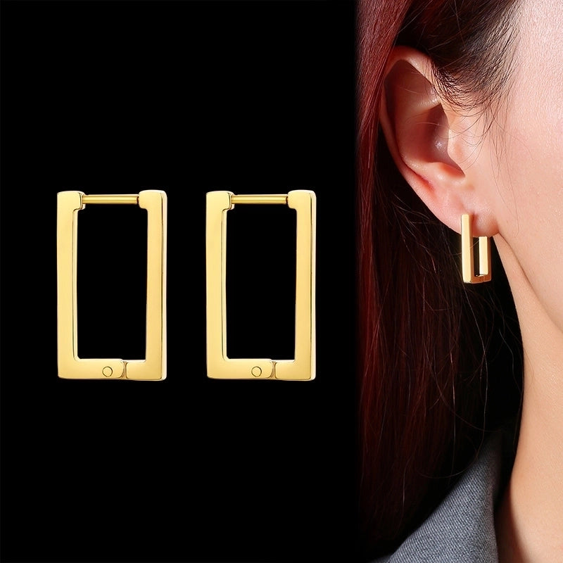 1 Pair Minimalist Solid Color Plating 201 Stainless Steel 18K Gold Plated Earrings