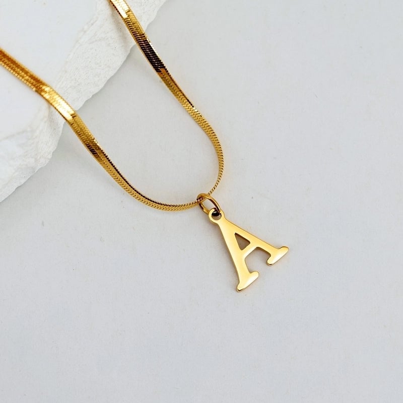 304 Stainless Steel 18K Gold Plated Luxurious Commute Letter Pendant Necklace