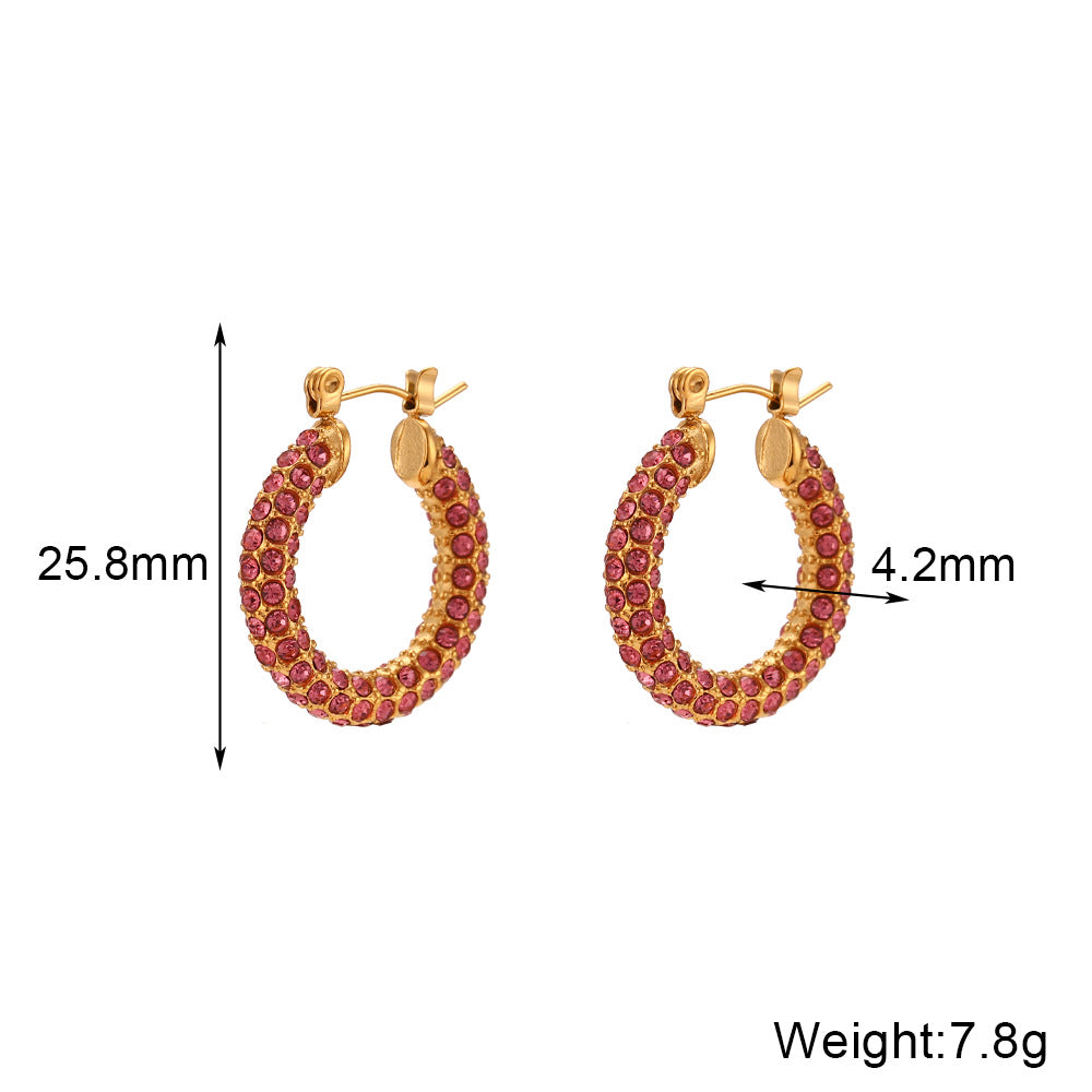 Fashion Ellipse Geometric Stainless Steel 18K Gold Plated Earrings