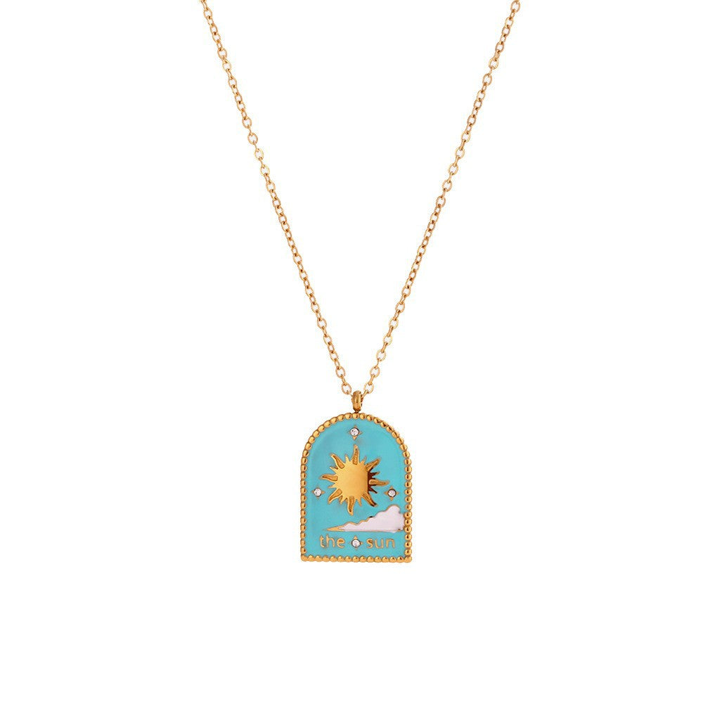 Fashion Quadrilateral Geometric Stainless Steel 18K Gold Plated Necklaces