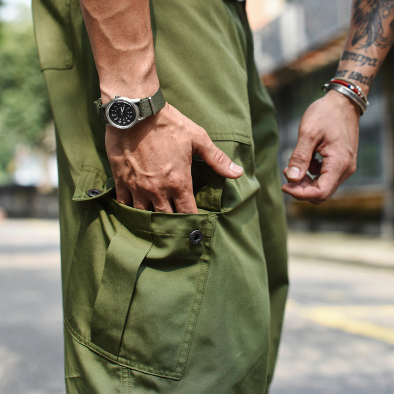 Retro Multi-pocket Waterproof Overalls Wide-leg Pants