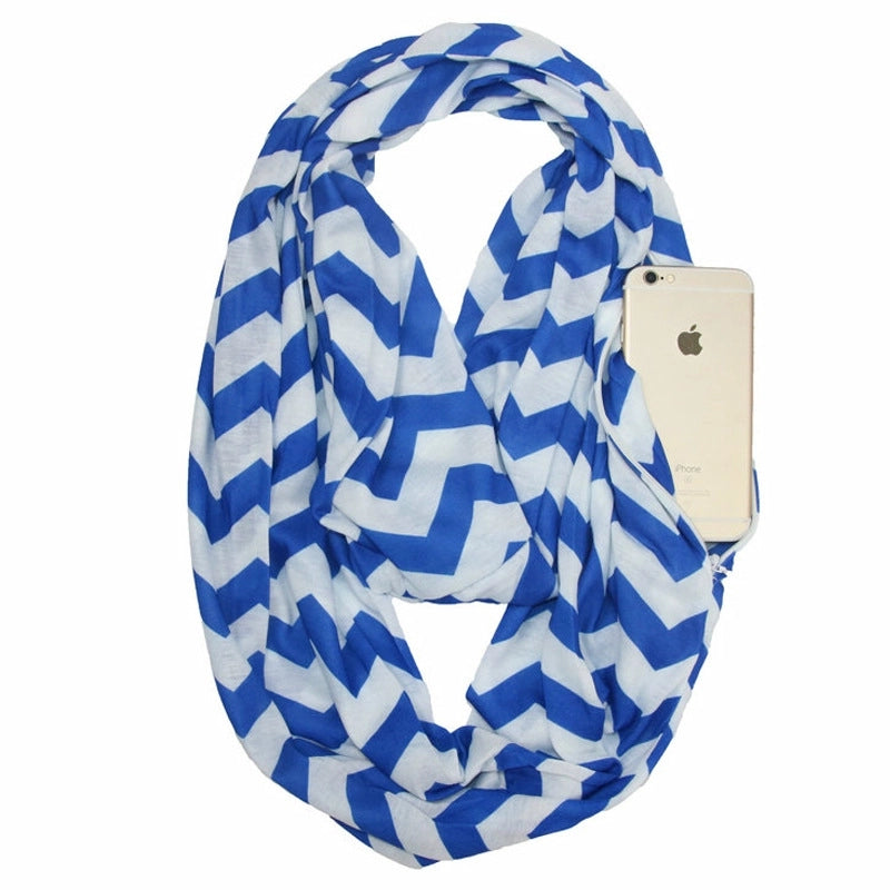 Pocket Scarf Scarf Women Fish Bone Zipper Storage Pocket Scarf Infinity Scarf