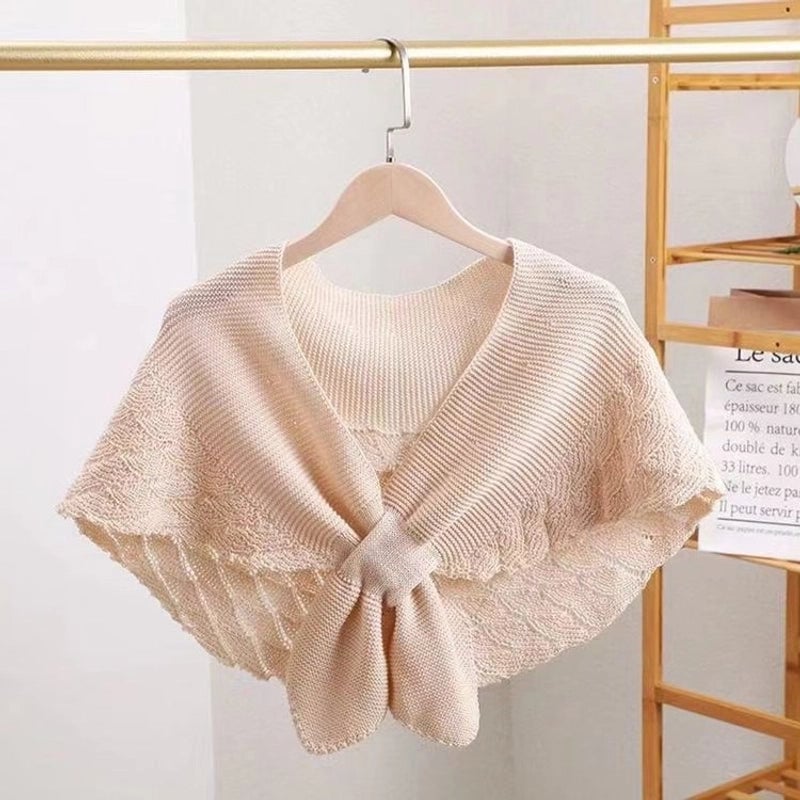 Women's Elegant Solid Color Knit Hollow Out Shawl