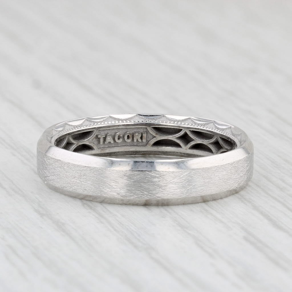 New Tacori Men's Wedding Band Brushed 18k White Gold Size 10.5 Ring