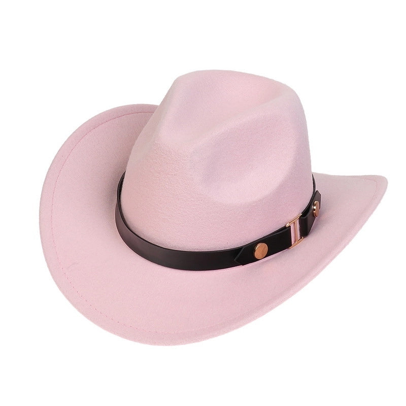 Tibetan Western Denim Top Hat Spring And Autumn New Jazz Hat Big Brim Five-pointed Star Belt Accessories Felt Hat For Men And Women