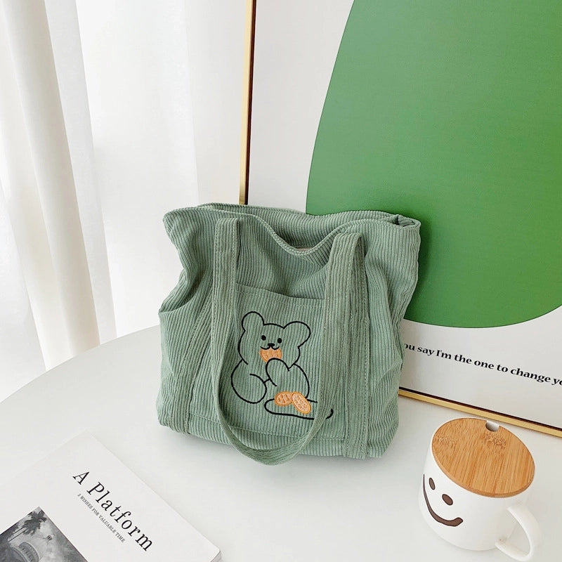 Women's All Seasons Corduroy Solid Color Basic Square Zipper Shoulder Bag