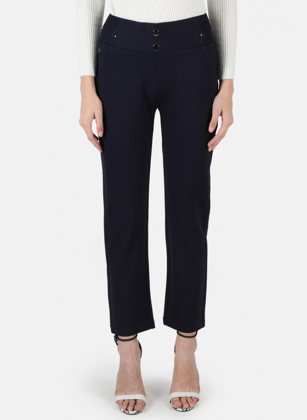 Women Navy Blue Solid Jegging