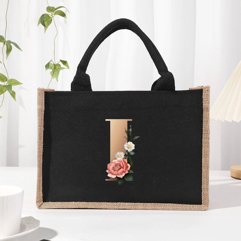 Women's Medium Canvas Letter Basic Classic Style Open Shopping Bags