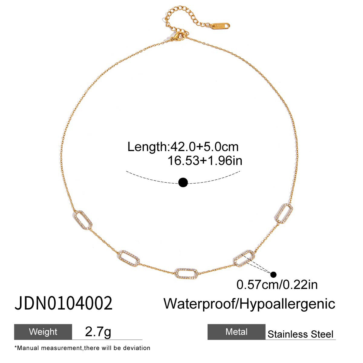 Stainless Steel Rhinestone Necklace Jewelry Clavicle Chain Hot Style Titanium Steel