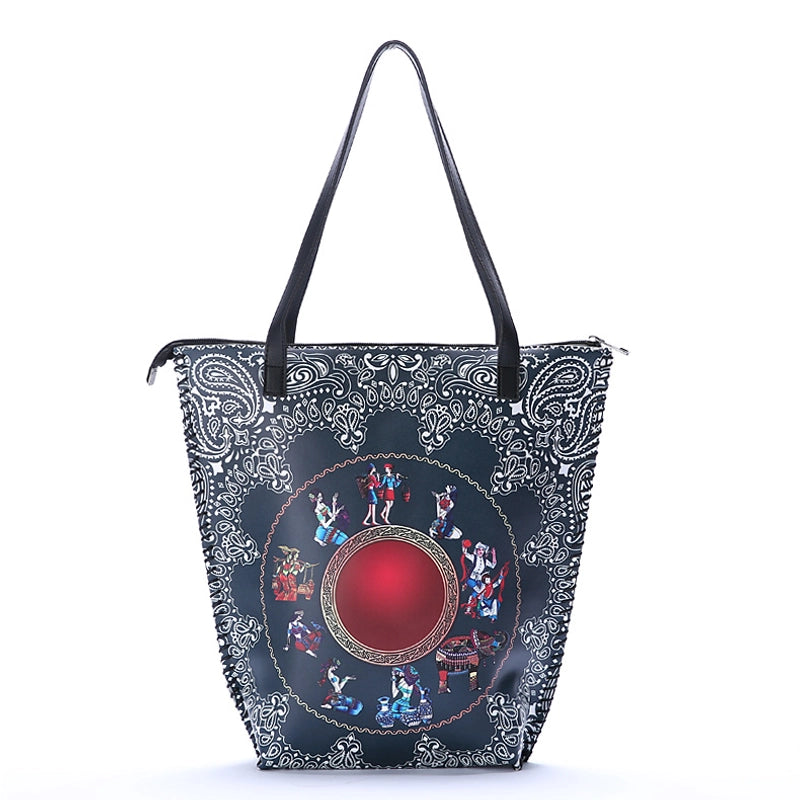 Women's Large Pu Leather Geometric Basic Vacation Bucket Zipper Shoulder Bag