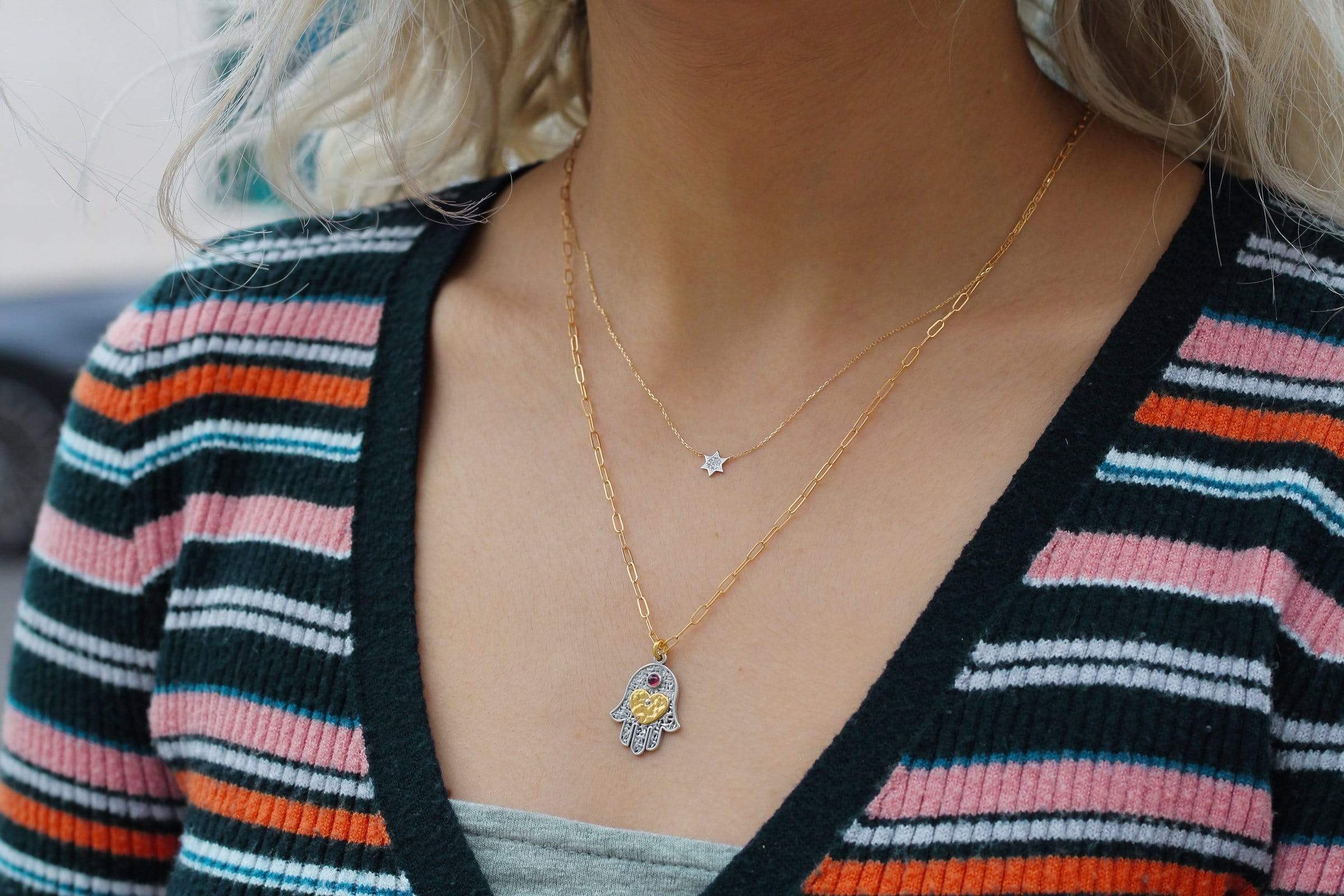 Petite Diamond Jewish Star Necklace in 14k Gold. White Gold or Rose Gold