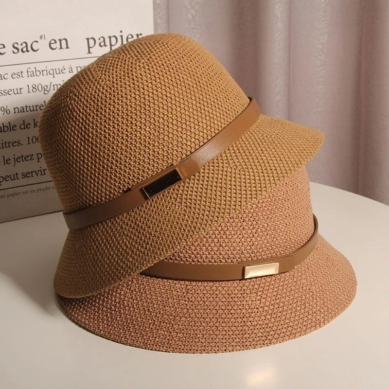 Summer New Fisherman Hat Women's Fashion Sunshade Sunscreen Basin Hat Outdoor Top Hat Cotton Linen Knitted Sun Hat